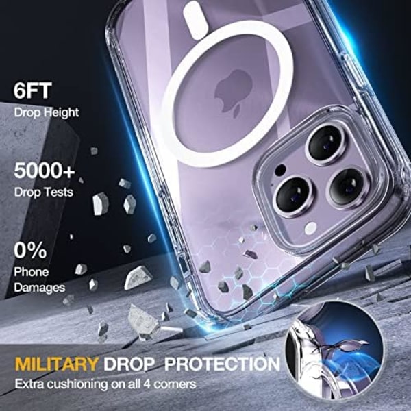 Miracase Glass Series Designad för iPhone 14 Pro Max Case 6,7 tum, [2023 Upgrade] Bumper Case med inbyggd 9H härdat glas Scr Clear-B