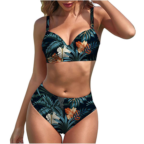 Bikini 2023 Baddräkt Dam Stor Sexig Split Baddräkt Mode Slim Baddräkt Set Dam Bikini Baddräkter Navy XXL