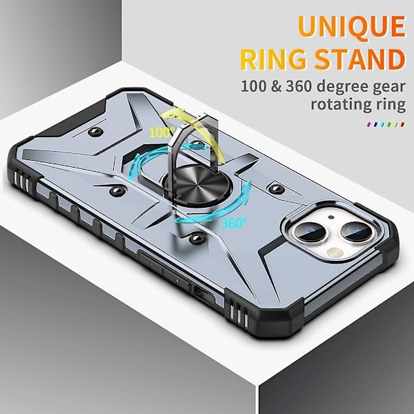 För iPhone 15 Plus Ring Hållare Phone case Grey