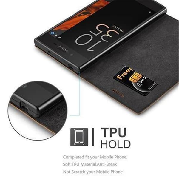 Sony Xperia X COMPACT Cover Case Case - med stativfunktion och kortfack COFFEE BROWN Xperia X COMPACT
