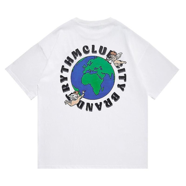 Earth Day Miljöskydd T-shirt Brev Graffiti Print Kortärmad Par Lös Casual White L