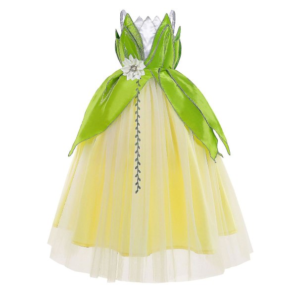 Princess Tiana Cosplay Kostym Girls Fairy Princess Dress Halloween Carnival Party Fancy Dress 130