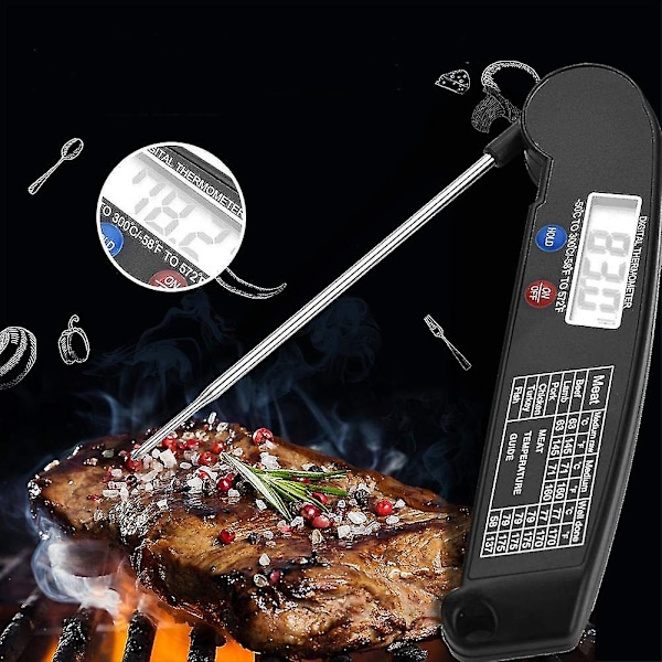 Kökstermometer Digital multifunktionell mattermometer hopfällbar (a-5-f6) black