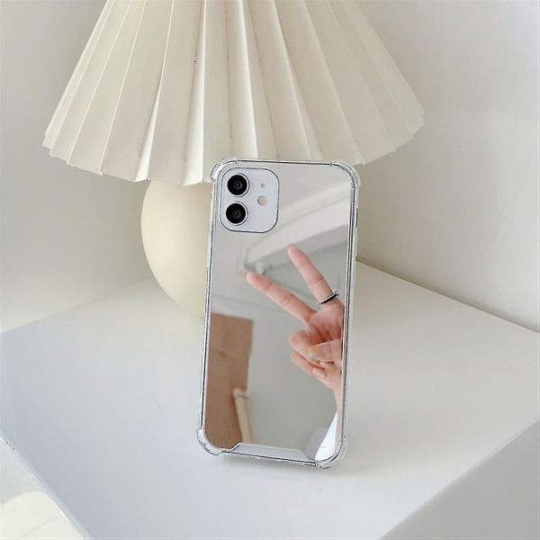 Lyxigt glas glänsande spegel phone case för Iphone 13/12/11 Pro Max cover sminkspegel Silver(13 Mini) none