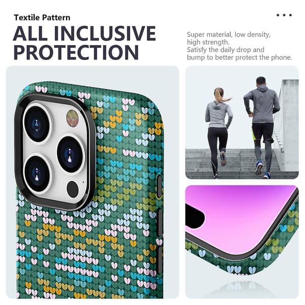 Textile Texture Matt Case för iPhone 15 Pro Green
