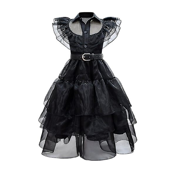 Onsdag Addams Dress For Girls Halloween Carnival Party Cosplay Kostym 160cm