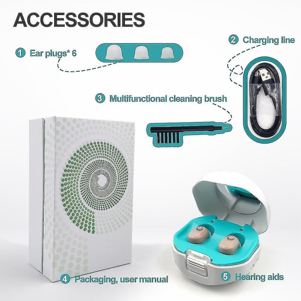 Digitala hörapparater Laddningsbar digital hörapparat med case Audifonos hörapparat Hörselförstärkare för äldre null none
