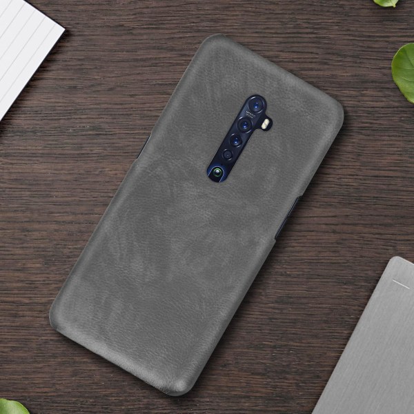 Oppo Reno 2 Case Skyddsbeständig Fine konstläder Vintage Grey