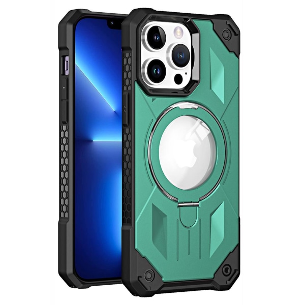 För Iphone 13 Pro Phone case Stötsäkert Kickstand Case Anti-drop Pc+tpu Mobiltelefon Magnetisk Cover Green