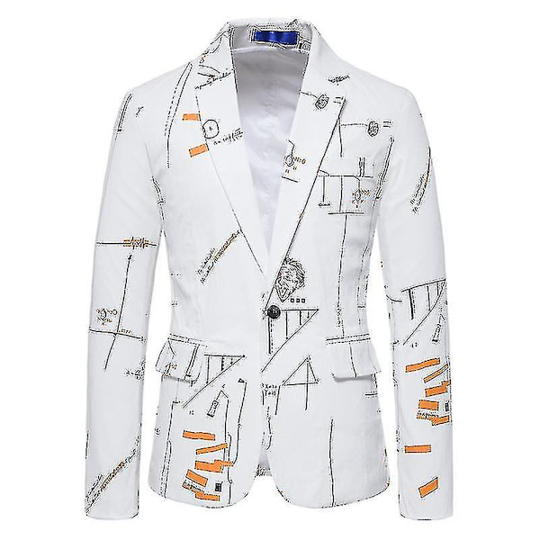 Kostymjackor för män, printed enknappsblazers sportkappor white S