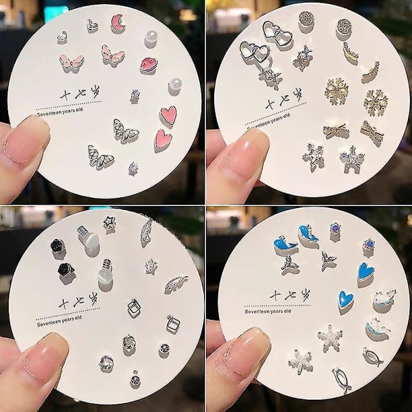 Koreanskt mode små geometriska örhängen för kvinnor Set Flera par-a12