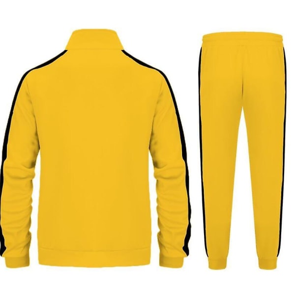 Träningsdräkt för män Athletic Full Zip Casual Sports Jogging Gym Sweatsuit Yellow L