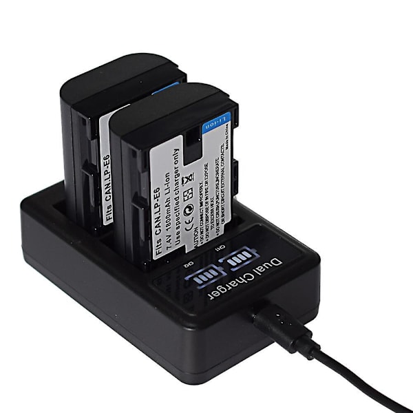 Lp-e6 batteri eller USB lcd-laddare kompatibel Canon Eos 5d Mark Ii Iii 6d 60d 60da 70d 7d LCD USB DUAL charger