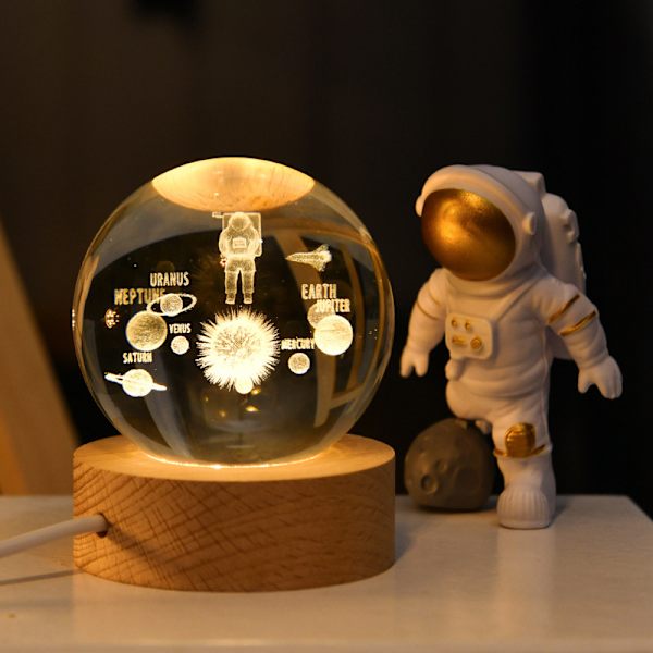 Inre snidad rund lysande bas Creative Crystal Ball Astronaut X Galaxy Crystal ball + base
