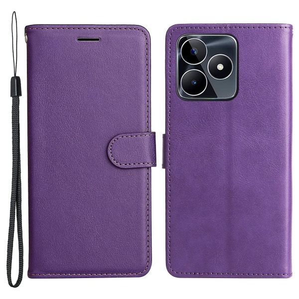 För Realme C53 4G Dammtätt cover PU-läderskal i enfärgad plånboksställning Phone case null none