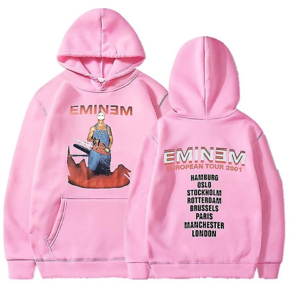 Eminem Anger Management Tour 2002 Hoodie Vintage Harajuku Funny Rick Sweatshirts Långärmade Herr Dam Pullover Mode Pink4 L