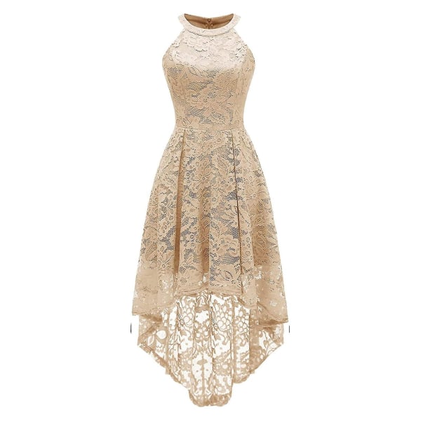 Elegant spetsklänning för kvinnors grimma ärmlös Cocktail Slida Klänning Chapmagne XXL