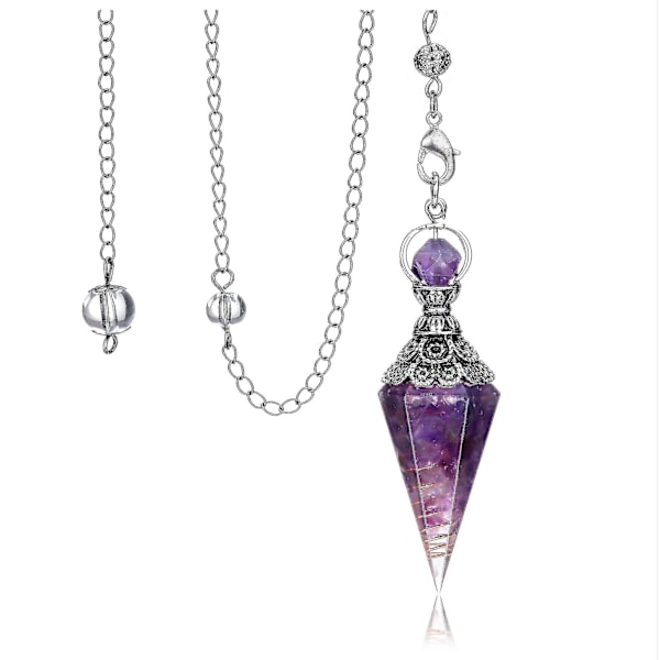 Chakra Crystal Pendel Hexagonal Reiki Healing Crystal Points Ädelsten Dowsing Pendel för spådom Scrying Wicca Amethyst