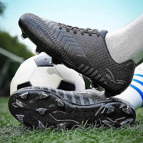 Fotbollsskor för män Aldult Fotbollsskor Grästräning Sport Skor Sneakers 3B22037 Black 42