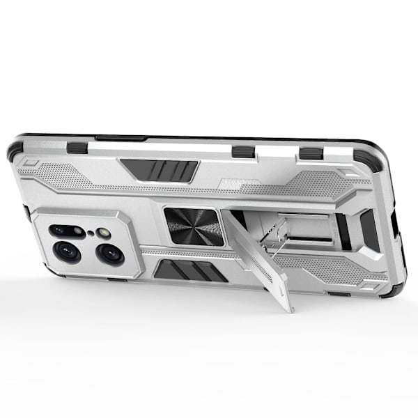För Oppo Find X5 Pro Drop Stötsäker hård PC Soft Tpu Cover Slim Fit Kickstand Phone case - Svart Silver