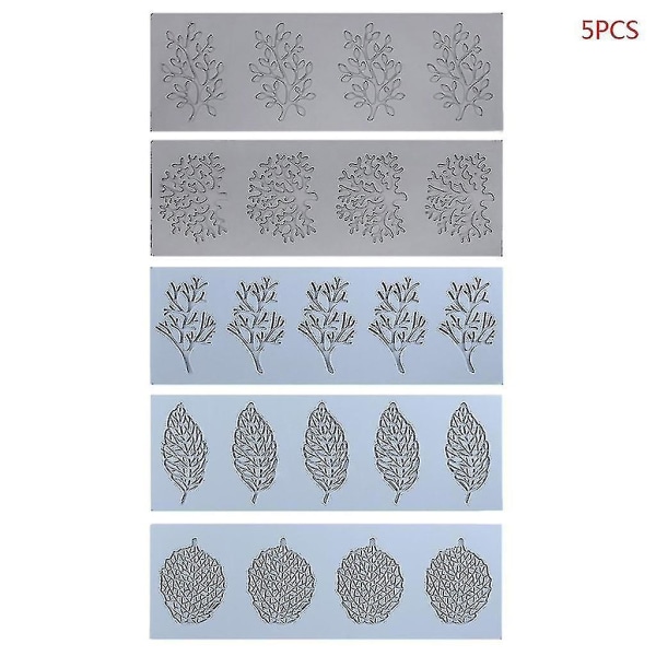 5 st/ set Coral Leaf Spetsmatta Form Sugar Craft Silikonpad Mould null none