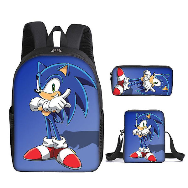 Sonic the Hedgehog skolväska 3st Anime tecknad skolväska