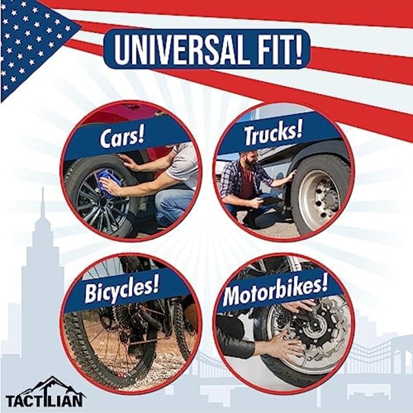 Tactilian American Flag cap - svart dämpad aluminium med gummiring Däck Hjul Fälg cover passar bilar, lastbilar, cyklar, motorcyklar American Flag