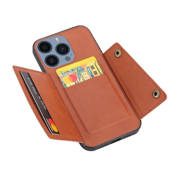 Phone case med dubbelt spänne för iPhone 15 Pro Brown