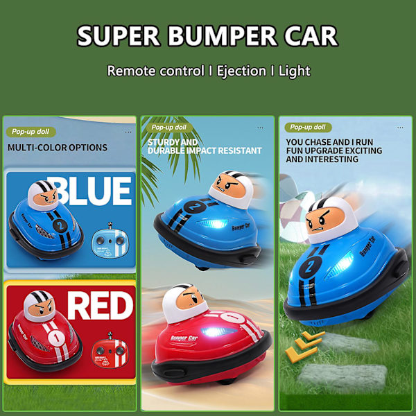 1 set Speed ​​Bumper Cars Toy Mini Fjärrstyrda Ejektorer Fordon med fjärrkontroll Blue And Red none