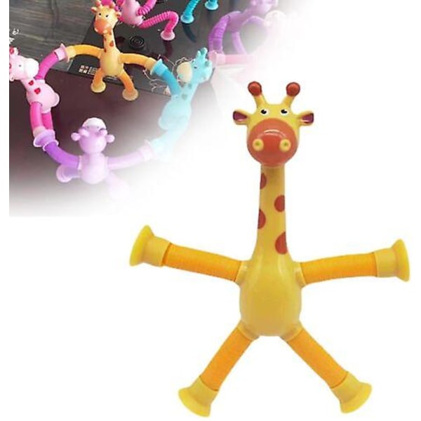 4st teleskopisk sugkopp Giraffe leksak, giraff leksak sensoriska leksaker 1Pcs Yellow with light