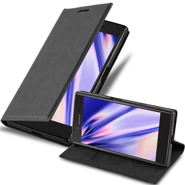 Sony Xperia X COMPACT Cover Case Case - med stativfunktion och kortfack NIGHT BLACK Xperia X COMPACT