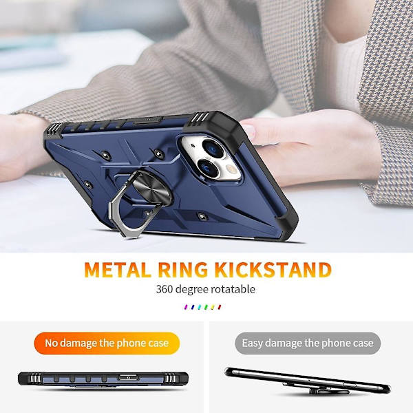För iPhone 15 Plus Ring Hållare Phone case Blue