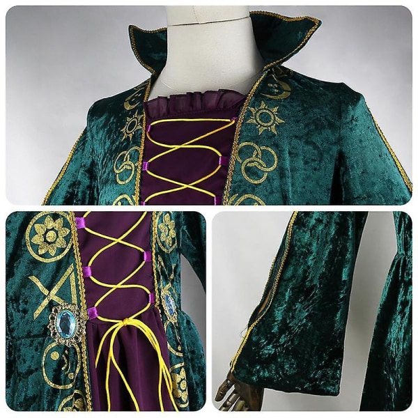 Dam Hokus Pokus Winifred Sanderson Dam Cosplay Dräkt Klänning Sammet Halloween Karneval Kostymer För Vuxen S-3xl XL