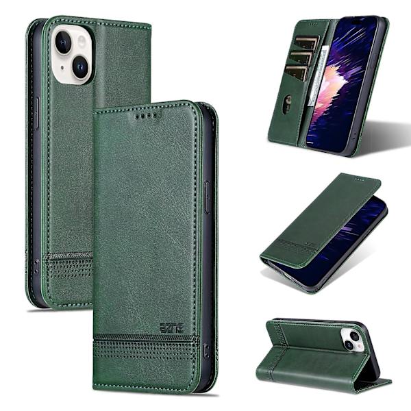AZNS Calf PU case för iPhone 15 Plus Dark green