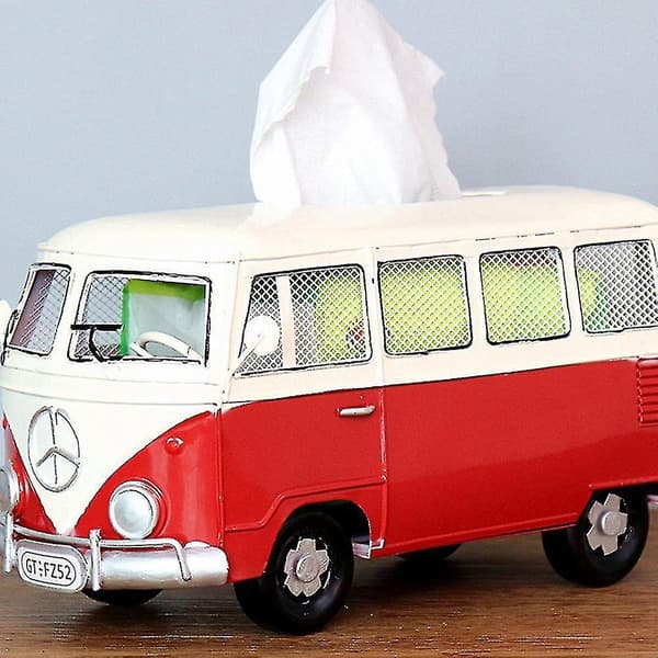 Retro mjukpappershållare för bilar Smidesjärn Creative Bus Tissue Box (rosa) null none