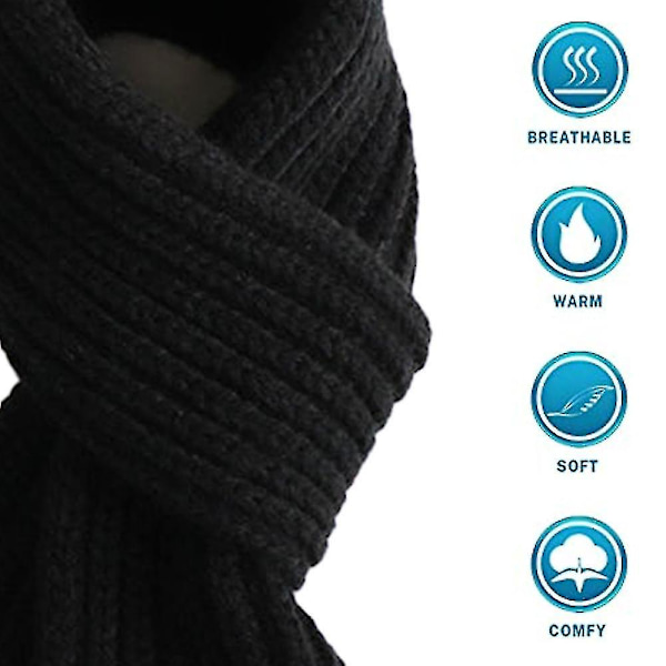 Småbarn Barn Halsduk Pojkar Flickor Vinterstickade Varma Halsdukar Hals Warmer_mi black