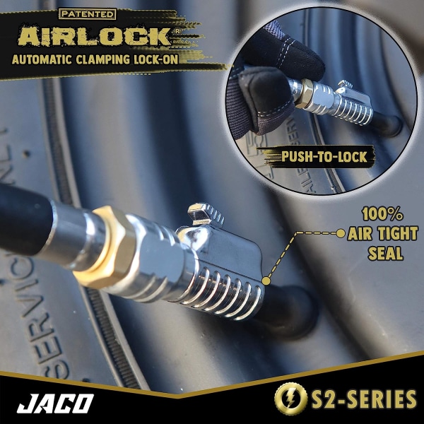 JACO Lightning S2-serien däckluftchuck - 1/4&#34; F-NPT | Open Flow (2-pack)