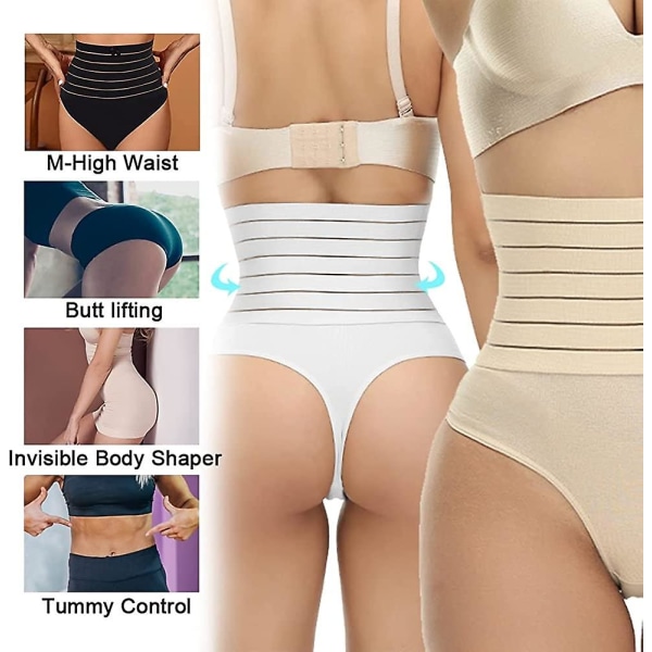 String Gainant Femme Culotte Gainante Thong Gaine Amincissante Taille Haute Trosa Invisible Minceur Ventre Plat Culotte Sculptante Shapewear White L