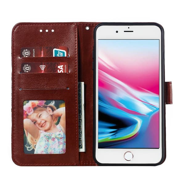 Imprint Mandala Wallet Stand Flip Case med rem för iPhone 8 Plus/7 Plus 5,5 tum null none