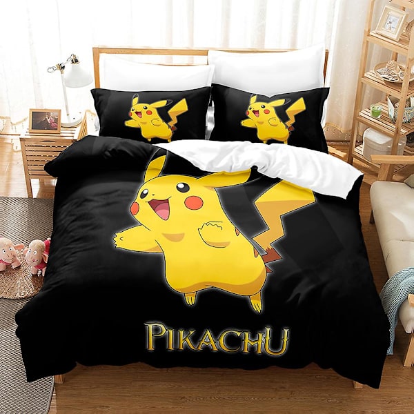 P16 Pikachu 3d - printed Sängkläder Set Påslakan Quilt Cover Örngott Barn Present