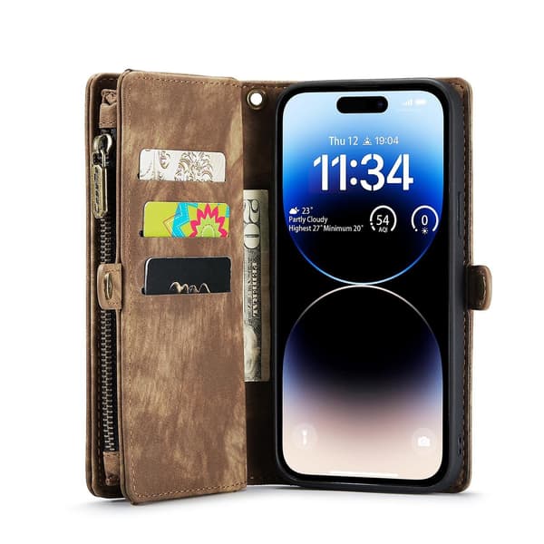 CaseMe 008 PU case för iPhone 15 Pro Brown