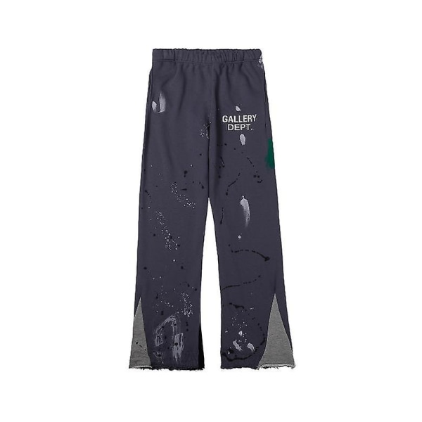 Gallery Dept Sprickled Graffiti Guard Byxor Raka jeans män och kvinnors casual Dark Gray S