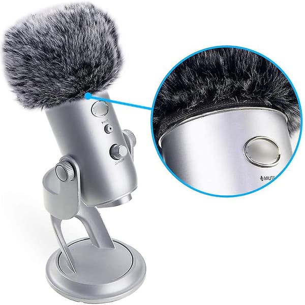 Furry Windshield Skummikrofon Vindruta-för Blue Yeti, Blue Yeti Pro USB Microphone Windshield black  gray none