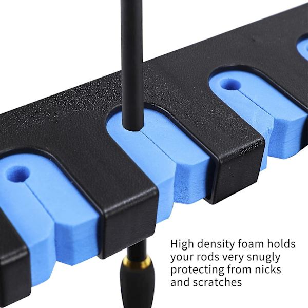 Fiskspöhållare, vertikal horisontell 6-spönshållare Bra fiskespöhållare för garage-1 par Horizontal 6 Rod Rack 1 Pair Blue