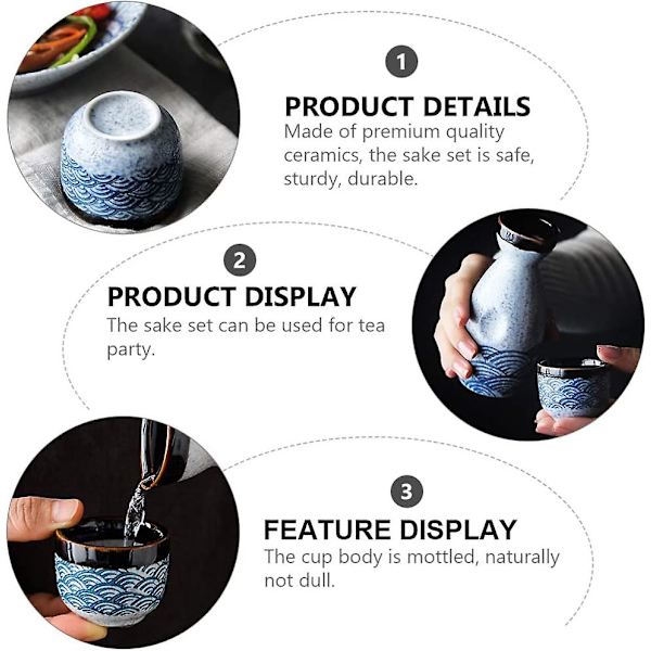 Japansk Sake Cup Set 4 st 35ml Sake Cups+ 1 st 180ml Sake Pot Set Keramiska vinglas null none