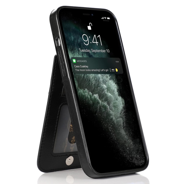 För Iphone 13/14 Korthållare Pu Läderbelagd Tpu Phone case Kickstand Smartphone Cover Black