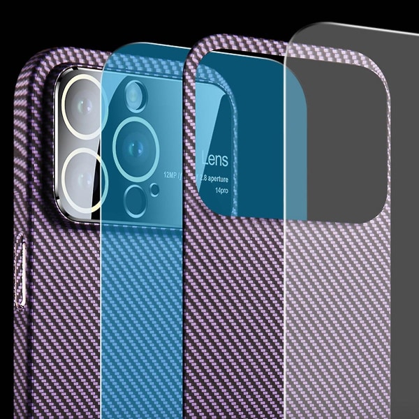 Case i kolfiber för Iphone 15 Pro Max, logotypvy Ultratunt tunt case med linsskydd, kompatibelt med Magsafe Purple-Blue For iPhone 15 Pro Max