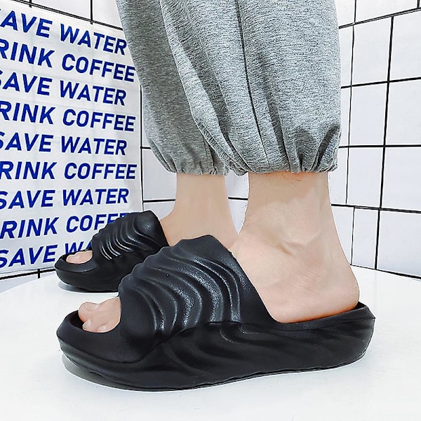 Strandtofflor för män Modesandaler Utomhus Halkfria inomhusskor 3B3069 Black 41-42