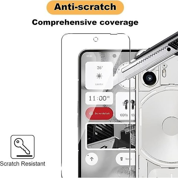 För ingenting Telefon (2) härdat glas, 2 delar skärmskydd + 2 delar bakre kameraskydd, [B null none