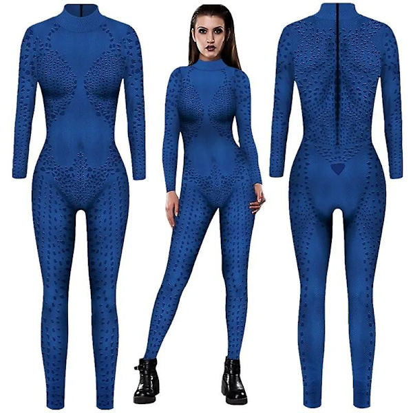 Superhjälte Mystique Raven Darkholme Cosplay Sexiga Jumpsuit Kostymer Halloween Dam Fancy Dress XL